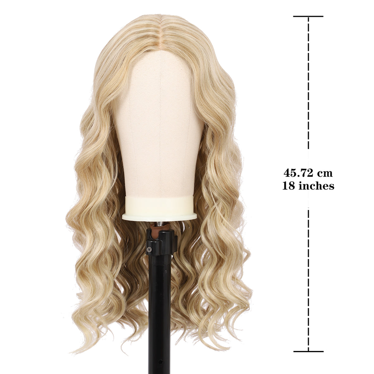 18 Inch T‑Part Lace Front Wig Middle Part Long Water Wave Wig Synthetic Wigs Darily Party Dress Women Wigs(Platinum Blonde)