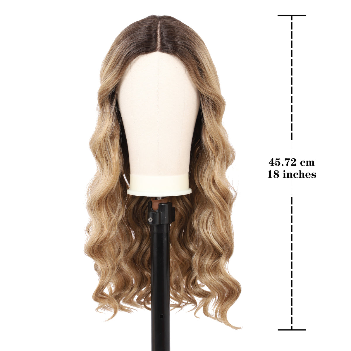 18 Inch T‑Part Lace Front Wig Middle Part Long Water Wave Wig Synthetic Wigs Darily Party Dress Women Wigs(Brown to Golden Blonde)