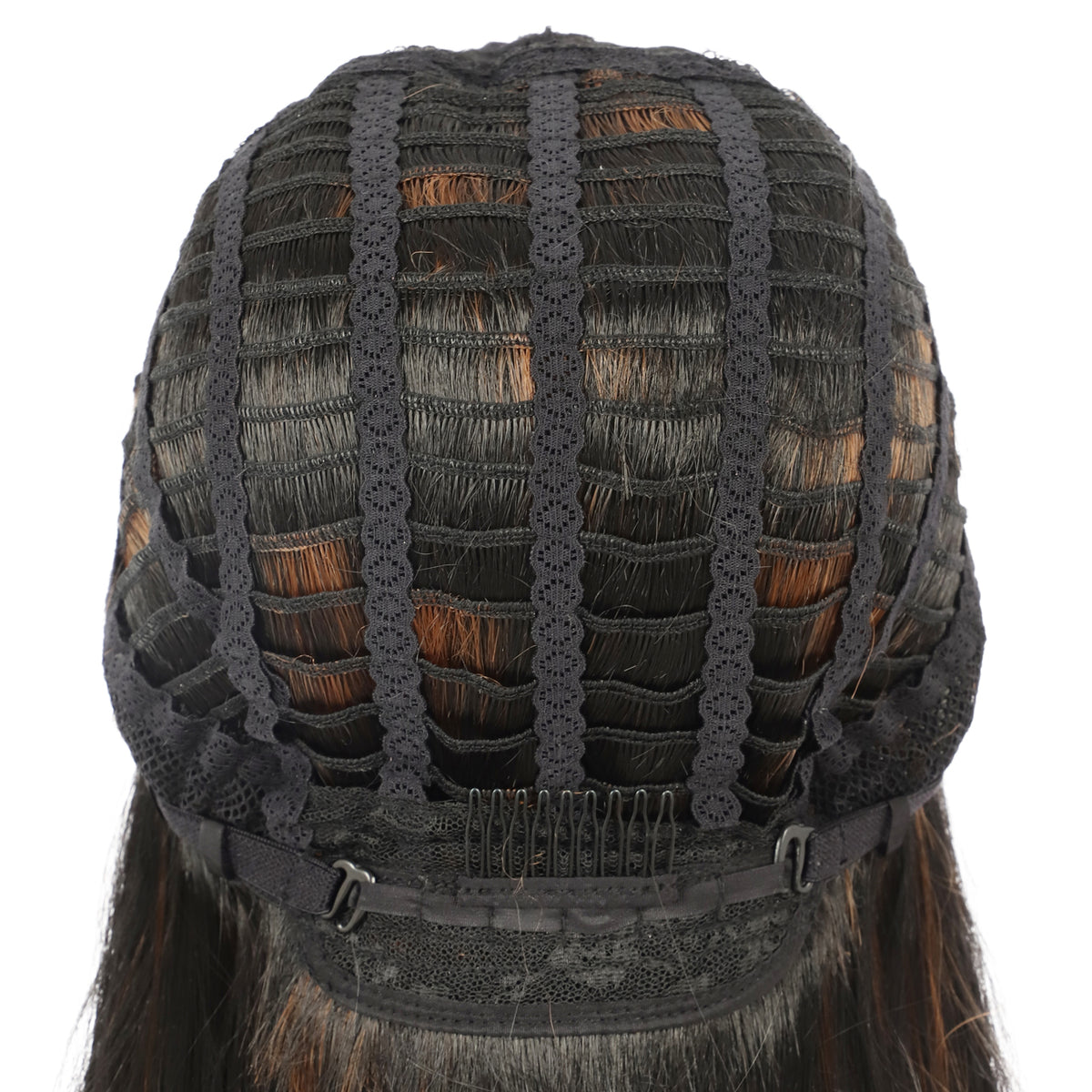 38" Super Long Straight Wigs Lace Front Wigs Middle Part Wig Brown Highlight Synthetic Wig for Women
