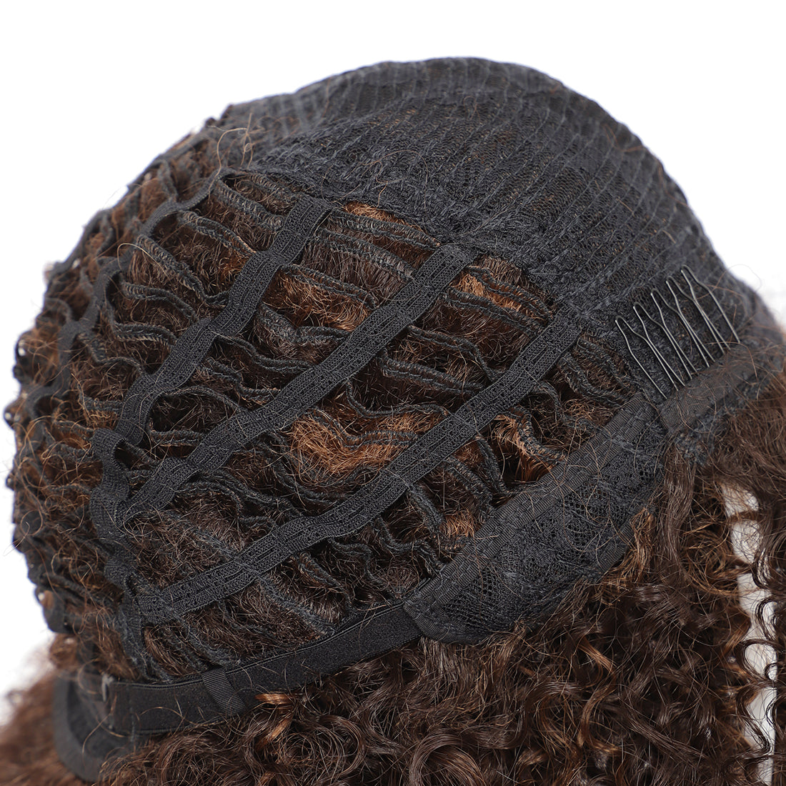 Brown Highlights Short Afro Kinky Curly Wigs for Black Women Premium Synthetic Hair Wigs with Hair Bangs 150% Density Bouncy and Full Natural Looking Hair Wigs