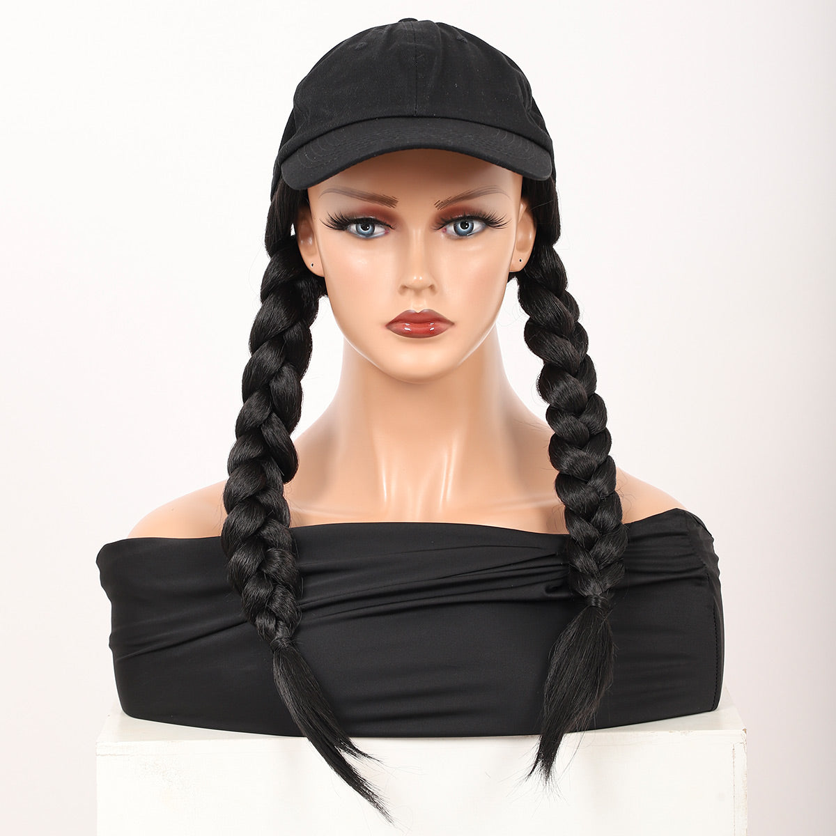 34 Inch  Ponytail Wig  Synthetic Box Braid Ponytail Hair Piece With Hair Bun, Clip‑in Ponytail Extension