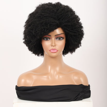 Big Bouncy Full Thick Short Afro Kinky Curly Wigs for Black Lightweight Synthetic Hair Wigs 150% Density Natural Looking Fluffy Hair Replacement Wig