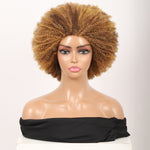 Big Bouncy Full Thick Short Afro Kinky Curly Wigs for Blonde Lightweight Synthetic Hair Wigs 150% Density Natural Looking Fluffy Hair Replacement Wig