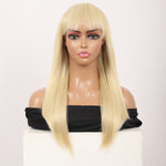22" Long Straight Silky Smooth Synthetic Hair Wigs with Bangs for Women High Temperature Yaki Texture Full Hair Wigs for Women (Blonde)