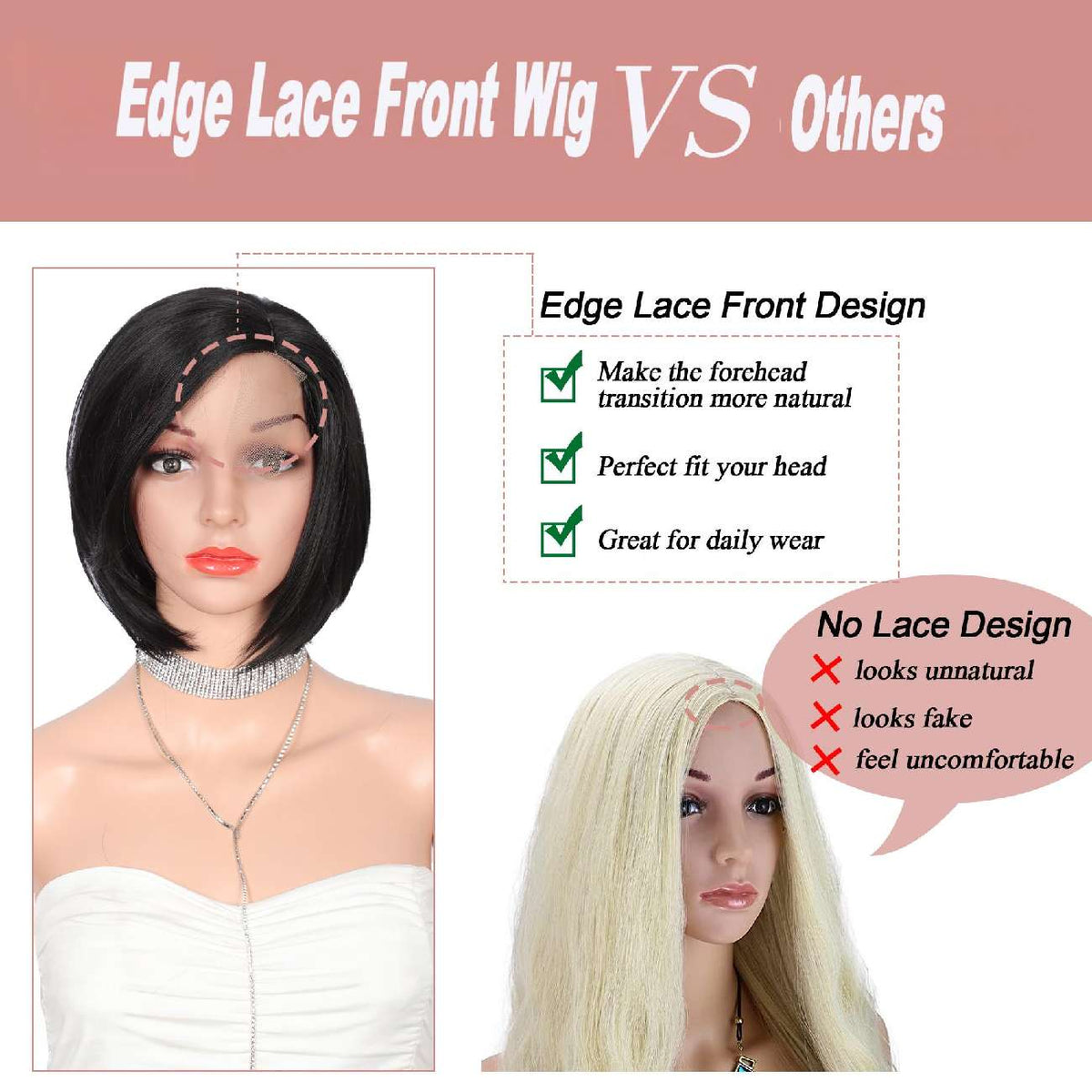 10 Inch Short Bob Wig Synthetic Lace Front Wig for Women Side Part Short Straight Wig with Curtain Bangs Natural Looking Black Bob Wigs