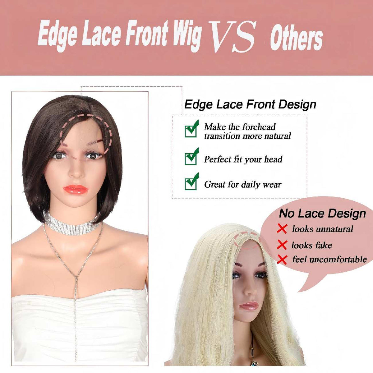 10 Inch Short Bob Wig Synthetic Lace Front Wig for Women Side Part Short Straight Wig with Curtain Bangs Natural Looking Dark brown Bob Wigs