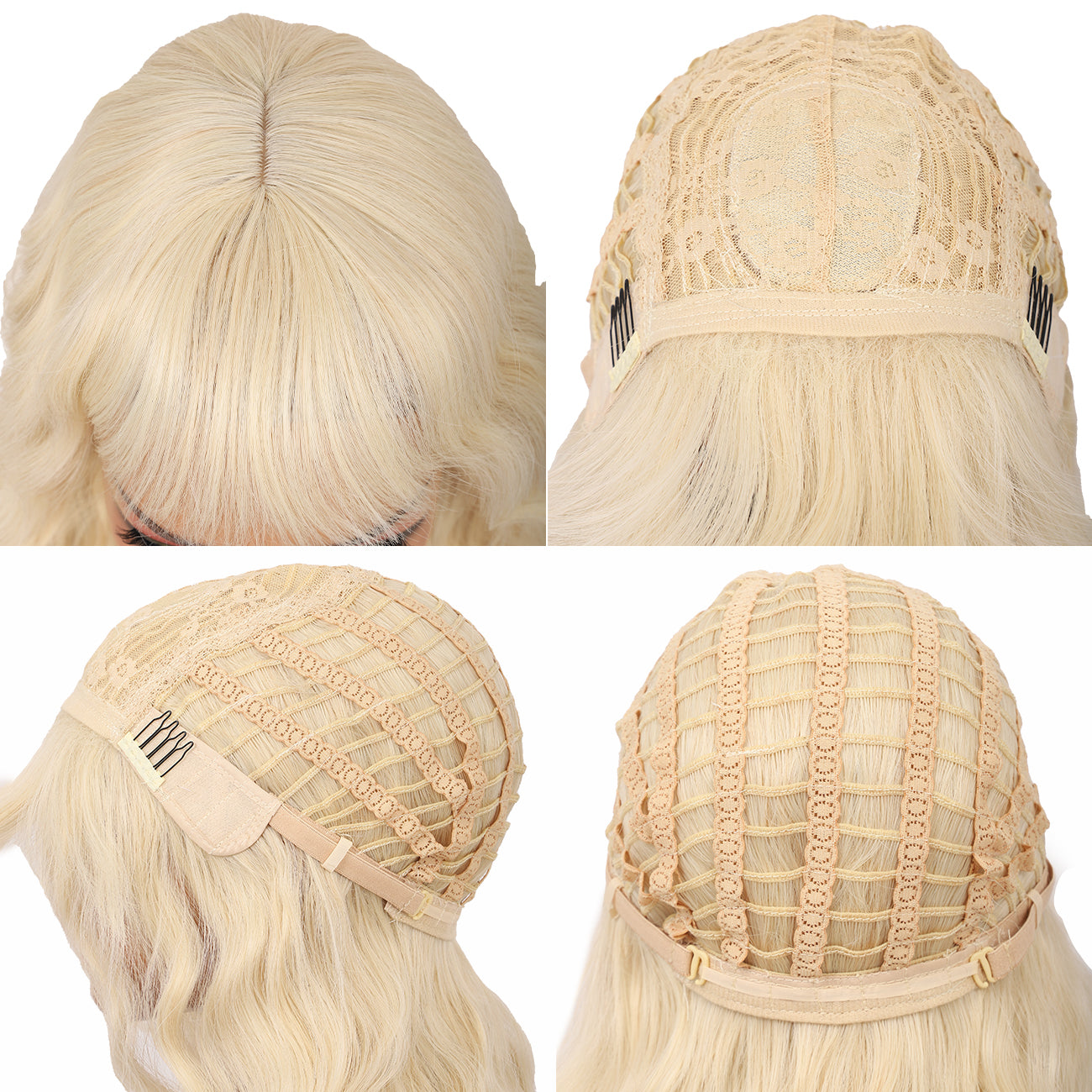 Short Synthetic Light Blonde Wig with Hair Bangs Short Wavy Curly Wig for Women -Natural Looking and Heat Resistant Full Head Hair Replacement Wig for Daily Wear or Costume Wig