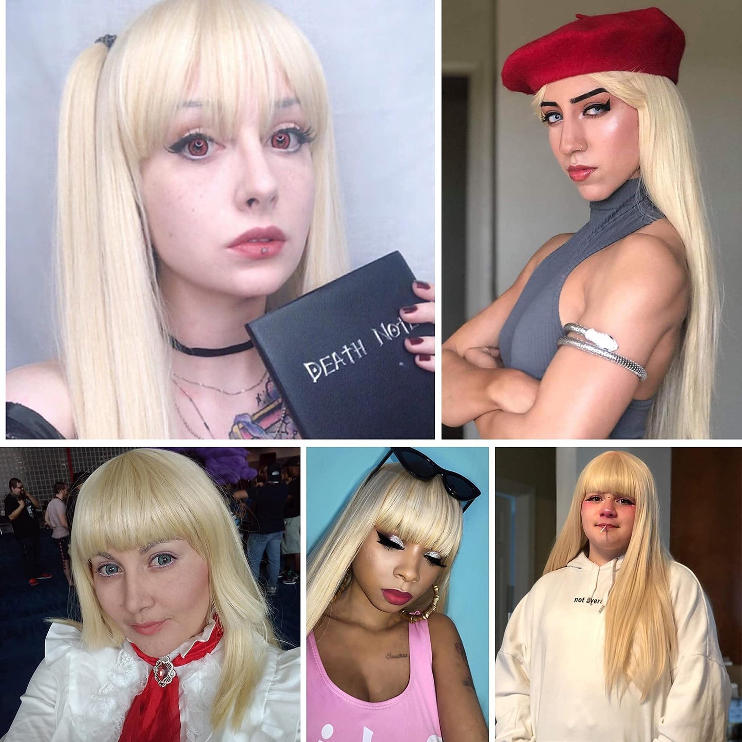 28 inches Blonde Wigs Women's Silky Long Straight Wig Heat Resistant Synthetic Wig With Bangs Hair Wig for Women
