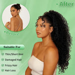 Drawstring Ponytail for Women Deep Curly Ponytail Extension Synthetic Mixed with Human Hair Ponytails Natural Black Afro Kinky Curly Pony for Daily wear,27 Inches