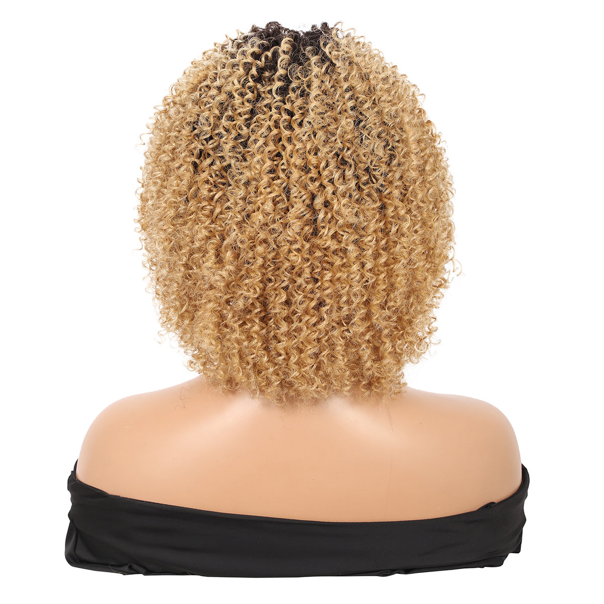 8" Synthetic Short Afro Kinky Curly Wigs for Black Women Realistic Curly Wigs with Hair Bangs Lightweight Soft Bouncy Curls Hair Wigs（Ombre blonde 1）