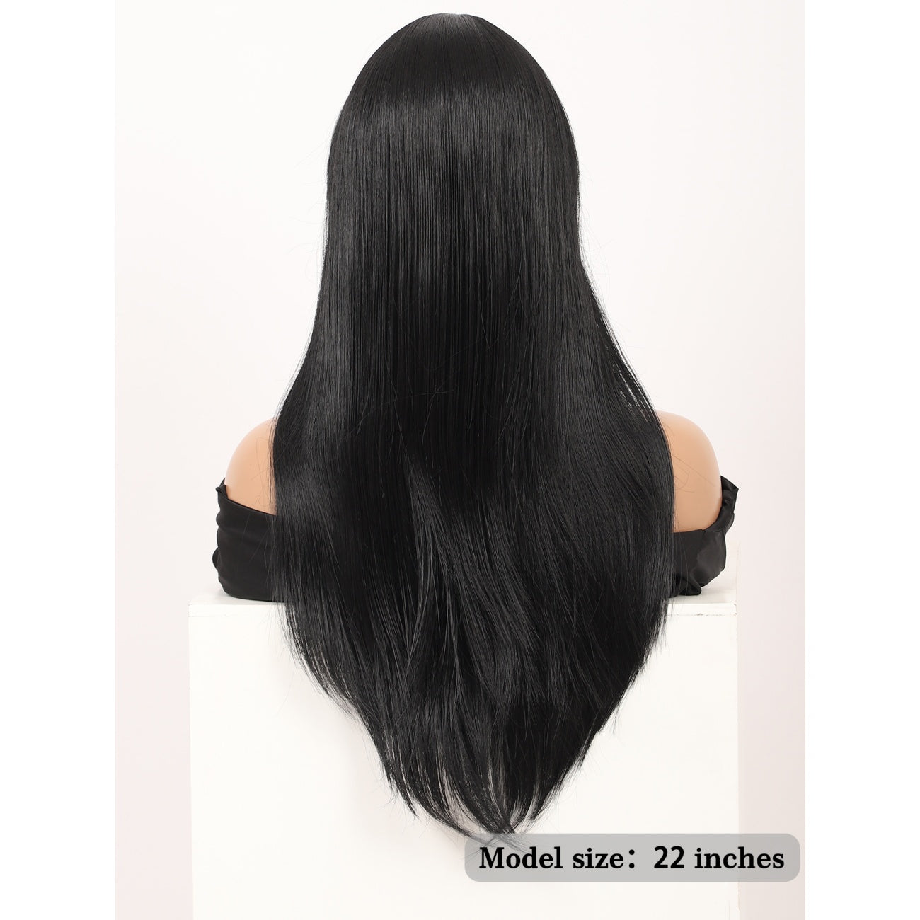 22" Long Straight Silky Smooth Synthetic Hair Wigs with Bangs for Women High Temperature Yaki Texture Full Hair Wigs for Women (Black)