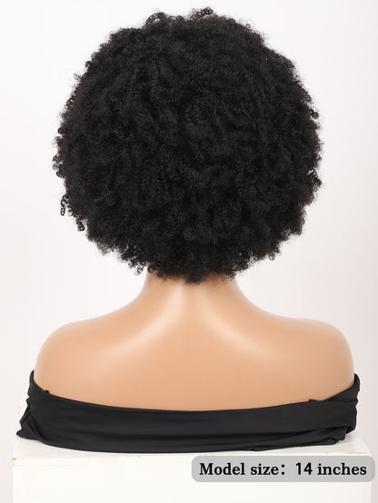 Big Bouncy Full Thick Short Afro Kinky Curly Wigs for Black Lightweight Synthetic Hair Wigs 150% Density Natural Looking Fluffy Hair Replacement Wig