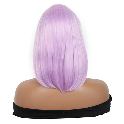 Bob Wigs for Women Short Straight Bob Wig with Hair Bangs Natural Looking Heat Resistant Synthetic Hair Wigs for Women 13 Inches (Light Purple)