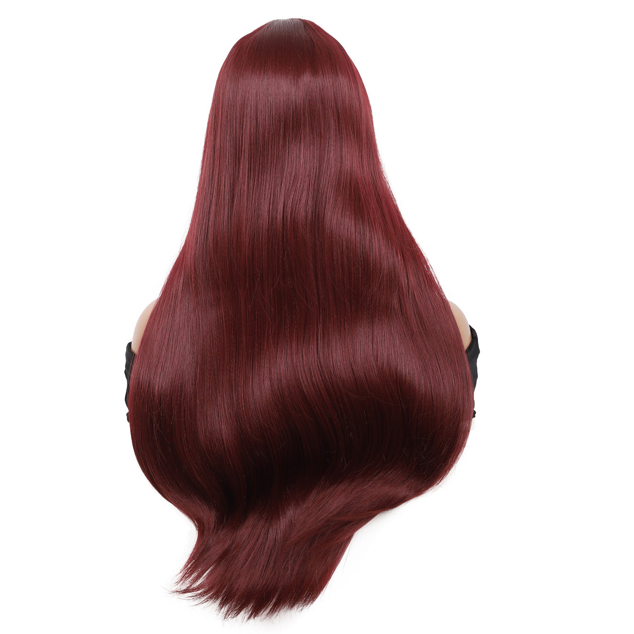 28 inches Burgundy Wigs Women's Silky Long Straight Wig Heat Resistant Synthetic Wig With Bangs Hair Wig for Women