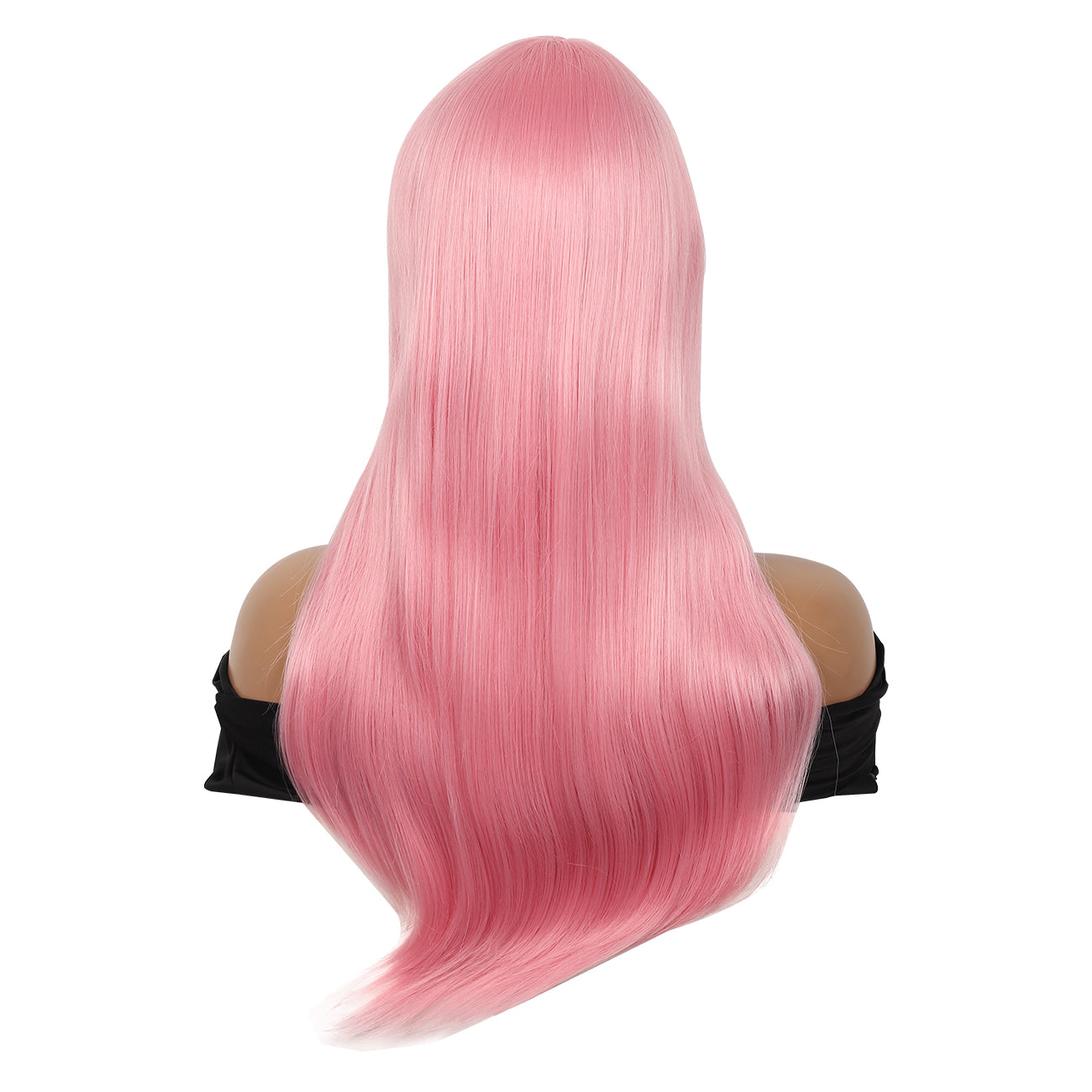 22" Long Straight Silky Smooth Synthetic Hair Wigs with Bangs for Women High Temperature Yaki Texture Full Hair Wigs for Women (Light Pink)