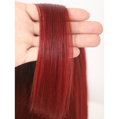 Bob Wigs for Women Short Straight Bob Wig with Hair Bangs Natural Looking Heat Resistant Synthetic Hair Wigs for Women 13 Inches (Burgundy)