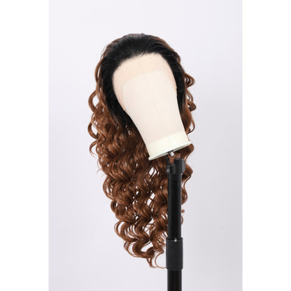 24 Inch Long Loose Deep Wave Wig Synthetic Lace Front Wig for Women Ombre Mix Brown Curly Wig Darily Party Dress Women Wigs