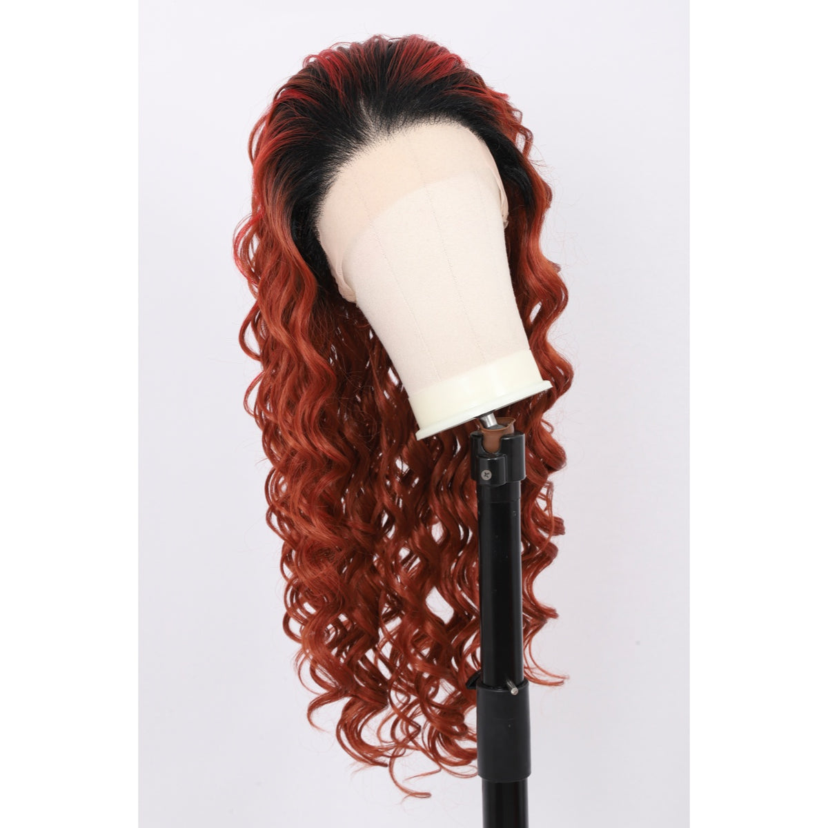 24 Inch Long Loose Deep Wave Wig Synthetic Lace Front Wig for Women Ombre Mix Red Curly Wig Darily Party Dress Women Wigs