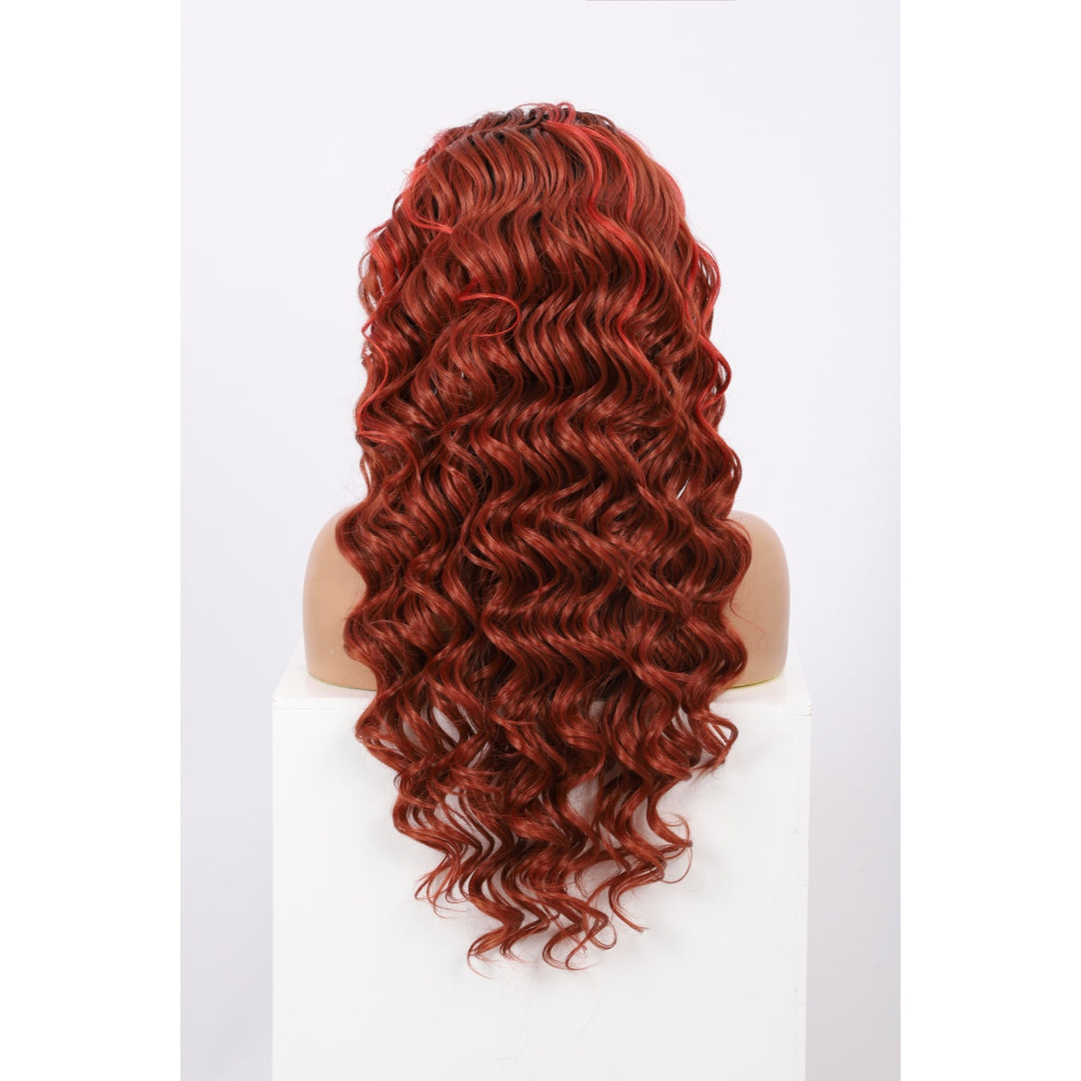 24 Inch Long Loose Deep Wave Wig Synthetic Lace Front Wig for Women Ombre Mix Red Curly Wig Darily Party Dress Women Wigs