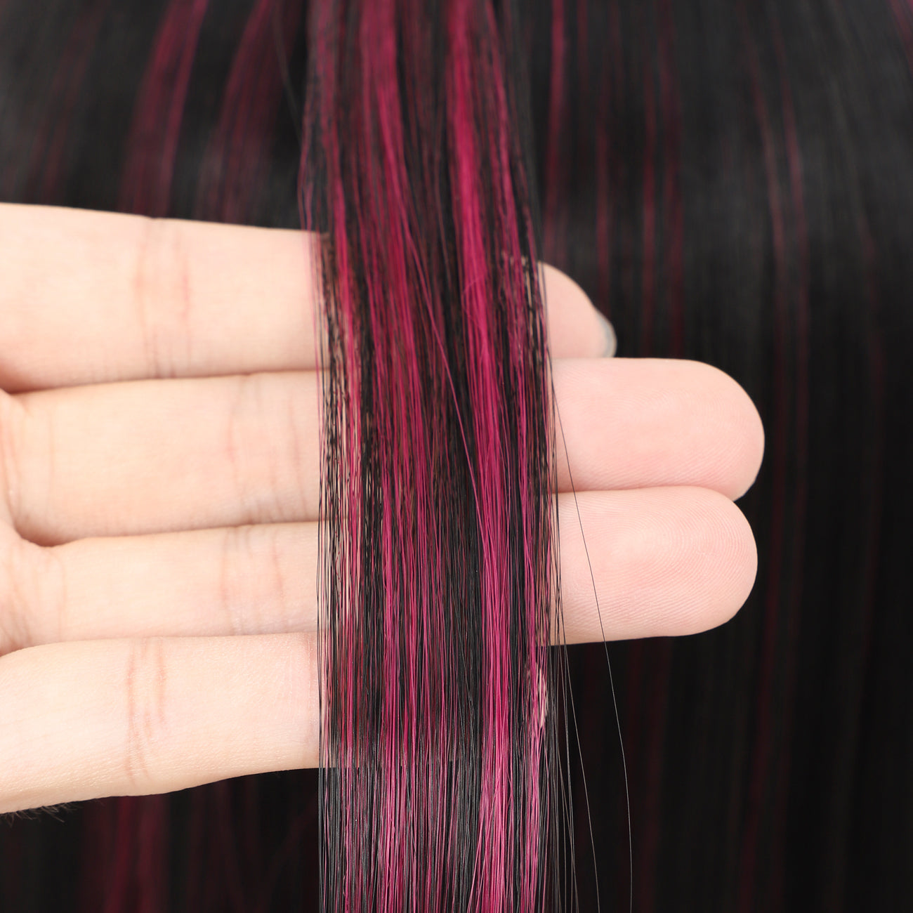 Bob Wigs for Women Short Straight Bob Wig with Hair Bangs Natural Looking Heat Resistant Synthetic Hair Wigs for Women 13 Inches (Black with pink highlights)