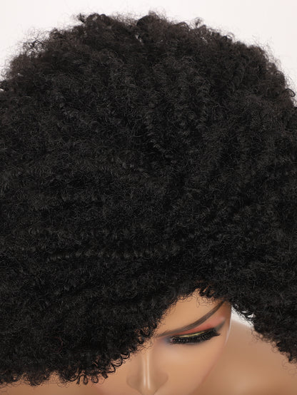 Big Bouncy Full Thick Short Afro Kinky Curly Wigs for Black Lightweight Synthetic Hair Wigs 150% Density Natural Looking Fluffy Hair Replacement Wig