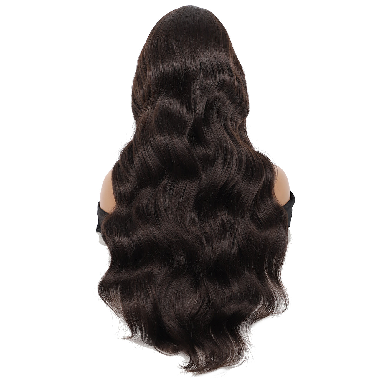 28 inches Brown Yaki Synthetic Hair Wigs for Women Long Body Wavy Curly Wigs L Parting Natural Looking Heat Resistant Replacement Wigs