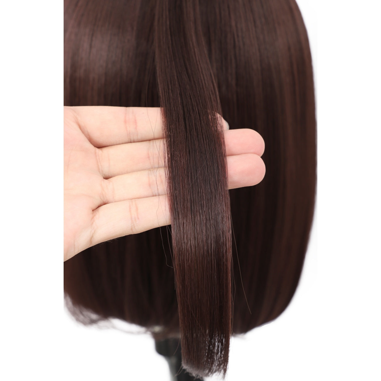 Bob Wigs for Women Short Straight Bob Wig with Hair Bangs Natural Looking Heat Resistant Synthetic Hair Wigs for Women 13 Inches (Dark Brown)