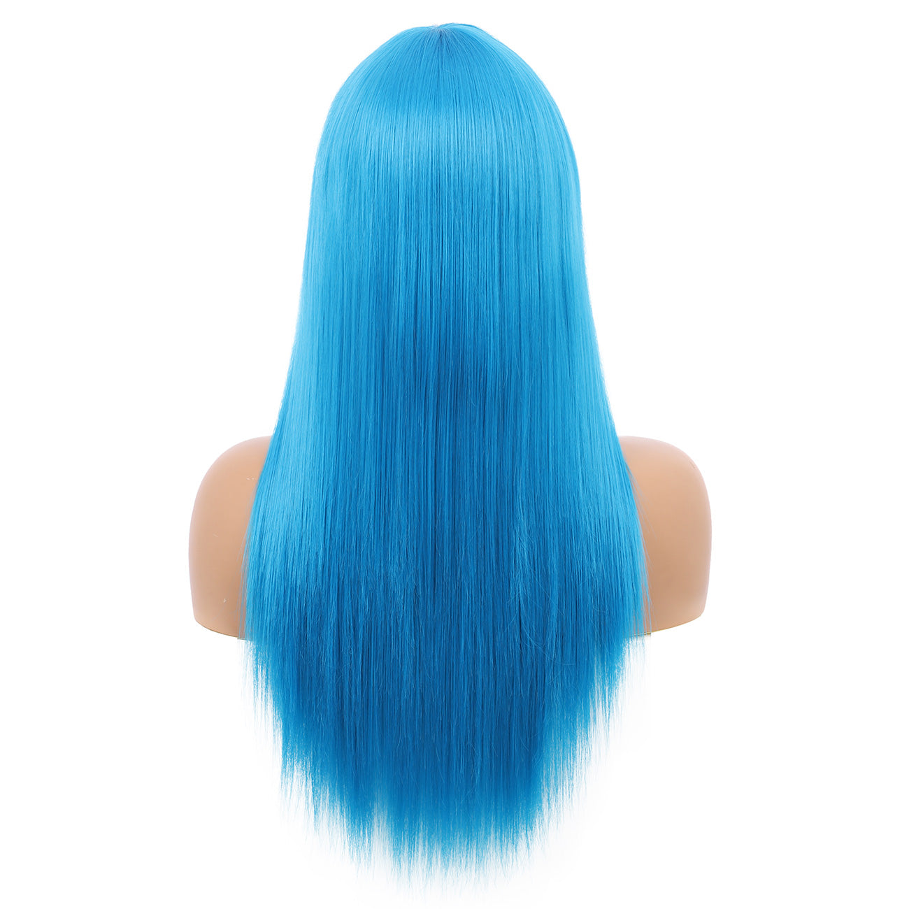 22" Long Straight Silky Smooth Synthetic Hair Wigs with Bangs for Women High Temperature Yaki Texture Full Hair Wigs for Women (Bright Blue)