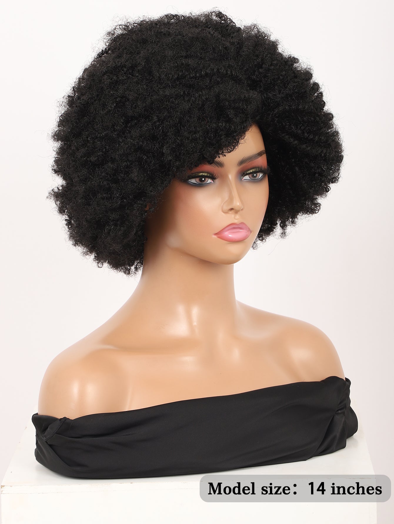 Big Bouncy Full Thick Short Afro Kinky Curly Wigs for Black Lightweight Synthetic Hair Wigs 150% Density Natural Looking Fluffy Hair Replacement Wig
