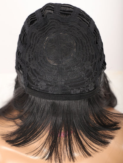 22" Long Straight Silky Smooth Synthetic Hair Wigs with Bangs for Women High Temperature Yaki Texture Full Hair Wigs for Women (Black)