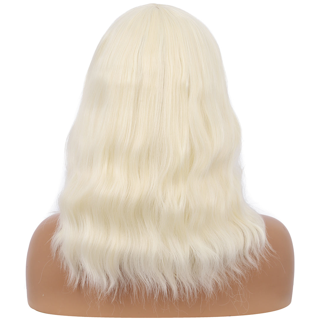 Short Synthetic Platinum blonde Wig with Hair Bangs Short Wavy Curly Wig for Women -Natural Looking and Heat Resistant Full Head Hair Replacement Wig for Daily Wear or Costume Wig
