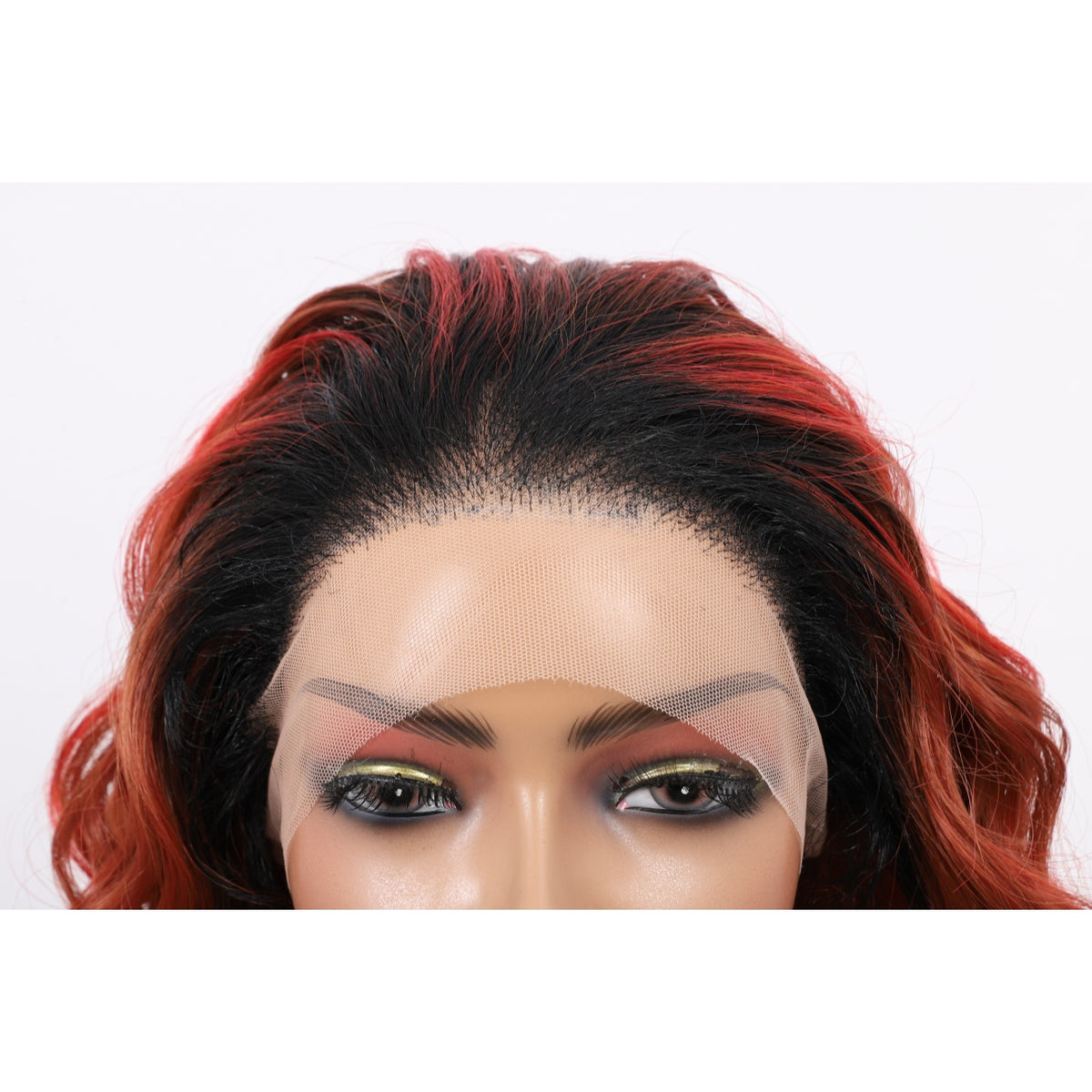 24 Inch Long Loose Deep Wave Wig Synthetic Lace Front Wig for Women Ombre Mix Red Curly Wig Darily Party Dress Women Wigs