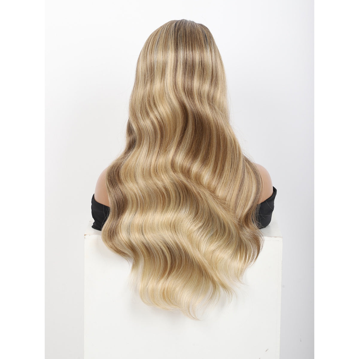 24 Inch Long Curly Wig Side Part  Loose Wave Wig Synthetic Lace Front Wig for Women Ombre Brown Blonde