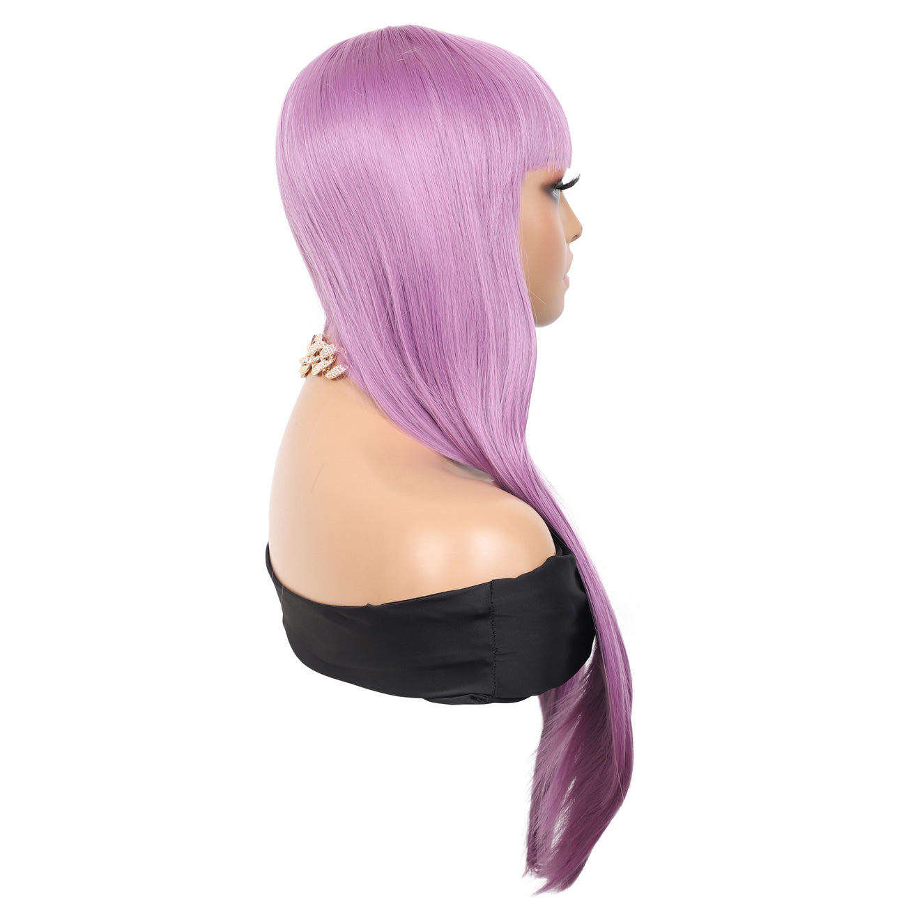 28 inches Platinum Blonde Wigs Women's Silky Long Straight Wig Heat Resistant Synthetic Wig With Bangs Hair Wig for Women