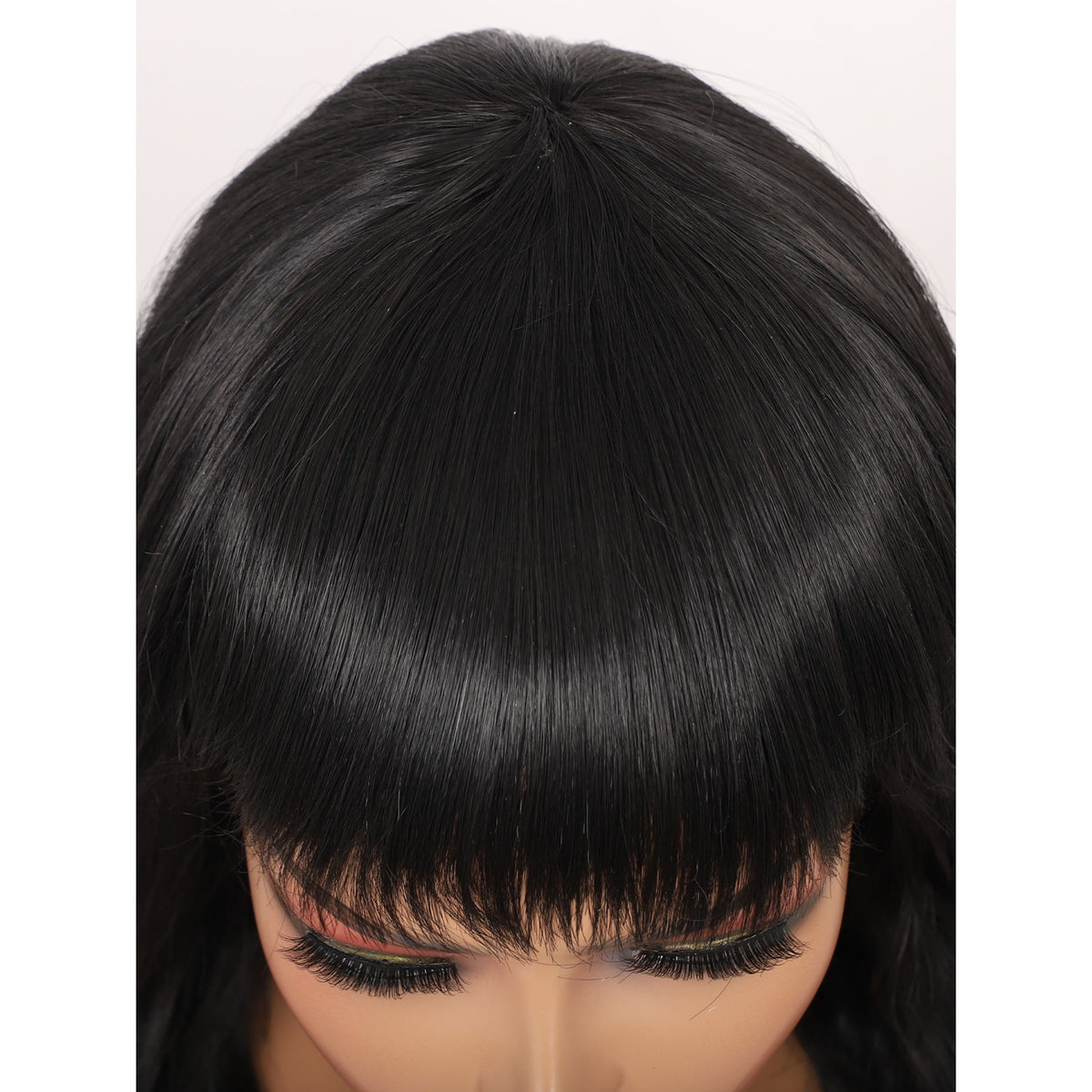 Short Synthetic Black Wig with Hair Bangs Short Wavy Curly Wig for Women -Natural Looking and Heat Resistant Full Head Hair Replacement Wig for Daily Wear or Costume Wig