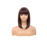 Bob Wigs for Women Short Straight Bob Wig with Hair Bangs Natural Looking Heat Resistant Synthetic Hair Wigs for Women 13 Inches (Dark Brown)