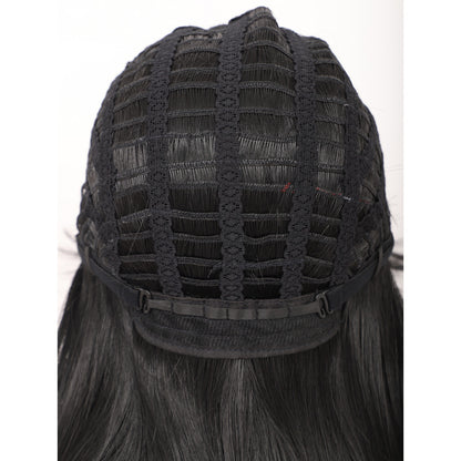 22" Long Straight Silky Smooth Synthetic Hair Wigs with Bangs for Women High Temperature Yaki Texture Full Hair Wigs for Women (Black)