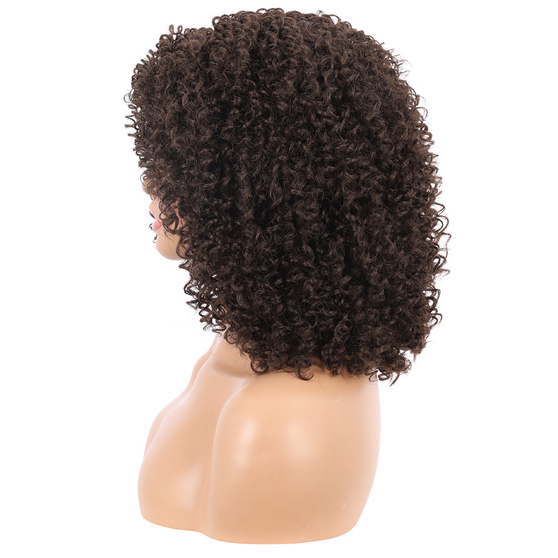 Short Afro Kinky Curly Wigs for Women Side Curved Side Part Natural Looking Big,Bouncy and Super Soft Premium Synthetic Afro Curls Wigs for Women Brown