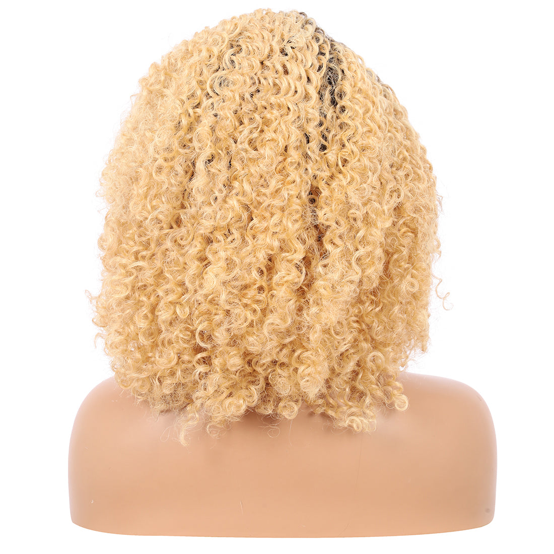 Short Afro Kinky Curly Wigs for Women Side Curved Side Part Natural Looking Big,Bouncy and Super Soft Premium Synthetic Afro Curls Wigs for Women Ombre Blonde