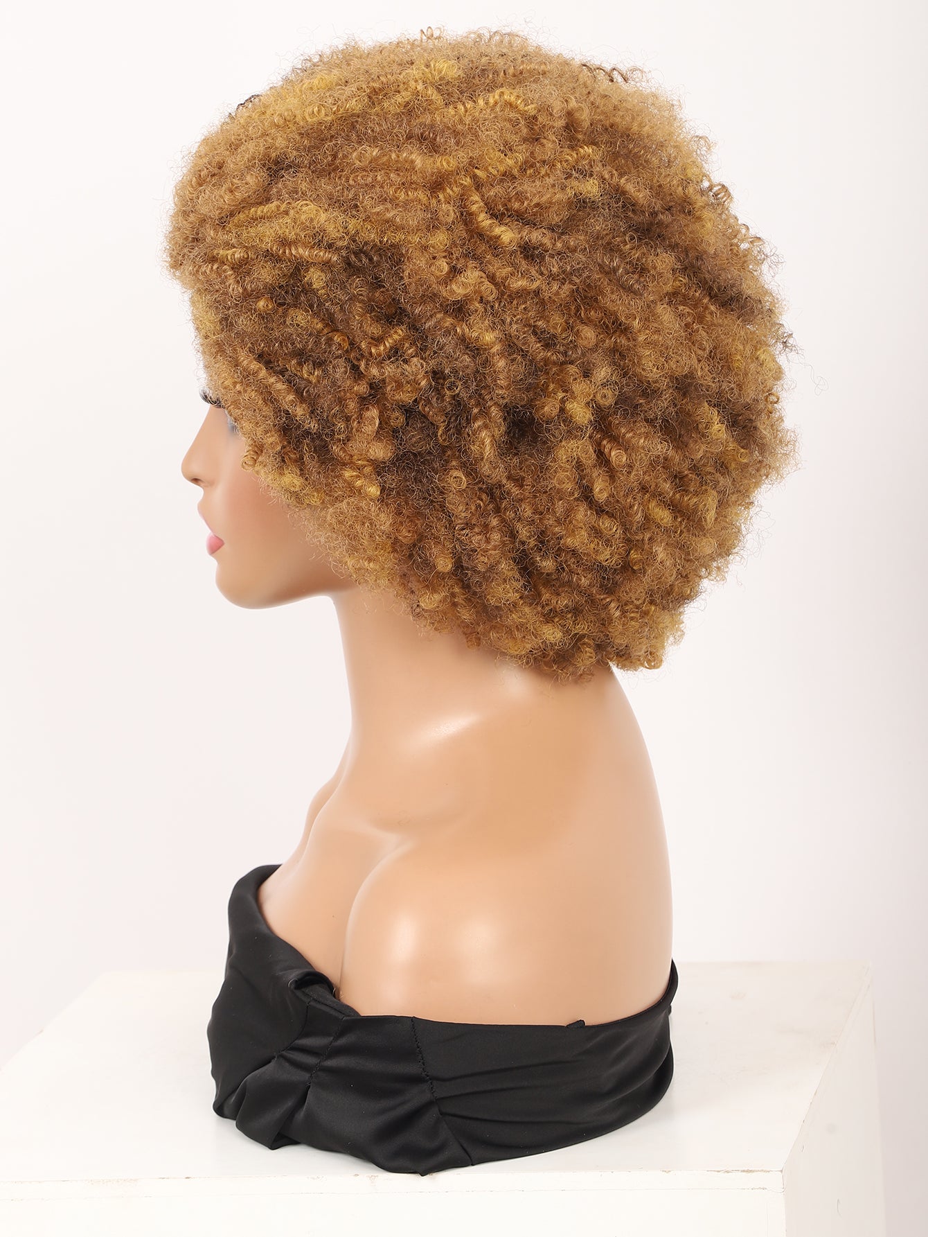 Big Bouncy Full Thick Short Afro Kinky Curly Wigs for Blonde Lightweight Synthetic Hair Wigs 150% Density Natural Looking Fluffy Hair Replacement Wig