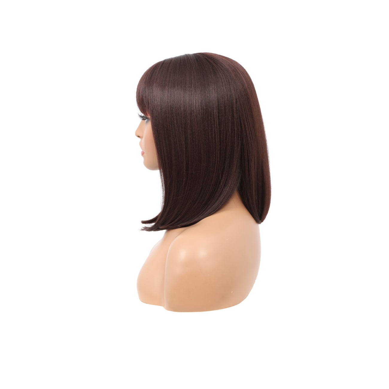 Bob Wigs for Women Short Straight Bob Wig with Hair Bangs Natural Looking Heat Resistant Synthetic Hair Wigs for Women 13 Inches (Dark Brown)