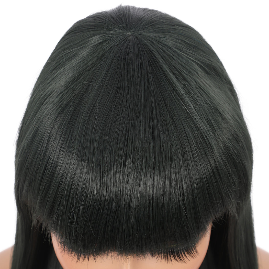 22" Long Straight Silky Smooth Synthetic Hair Wigs with Bangs for Women High Temperature Yaki Texture Full Hair Wigs for Women (Blackish Green)