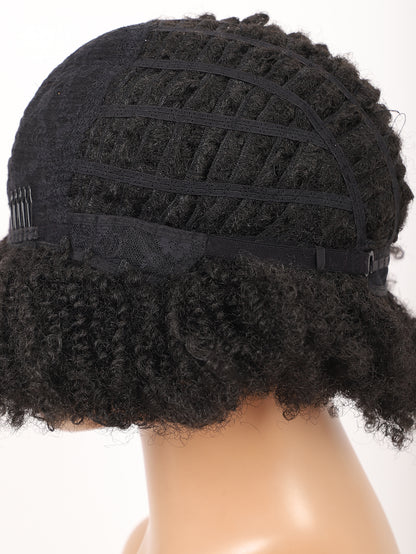 Big Bouncy Full Thick Short Afro Kinky Curly Wigs for Black Lightweight Synthetic Hair Wigs 150% Density Natural Looking Fluffy Hair Replacement Wig