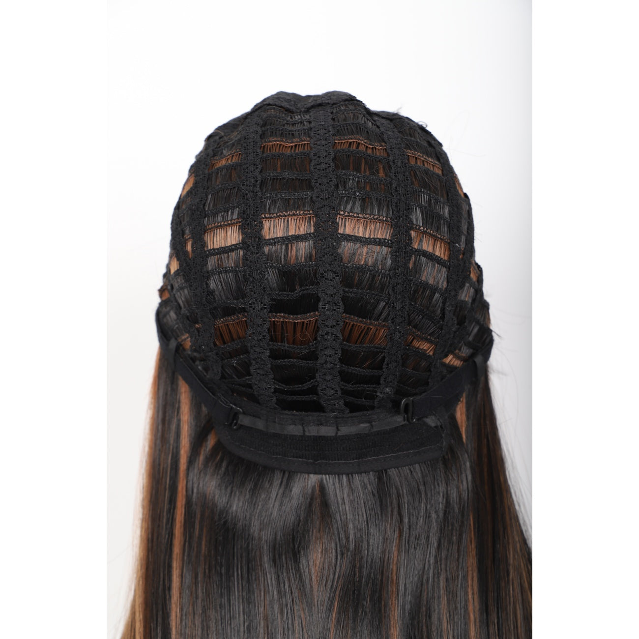 28 inches Mix Black Brown Wigs Women's Silky Long Straight Wig Heat Resistant Synthetic Wig With Bangs Hair Wig for Women