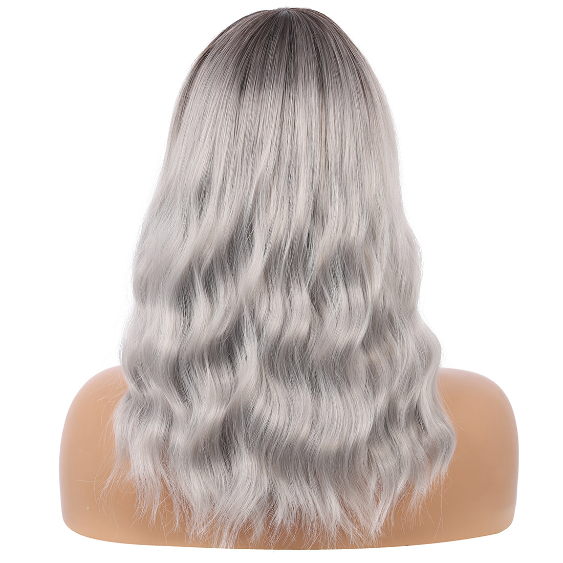 Short Synthetic Silver gray Wig with Hair Bangs Short Wavy Curly Wig for Women -Natural Looking and Heat Resistant Full Head Hair Replacement Wig for Daily Wear or Costume Wig