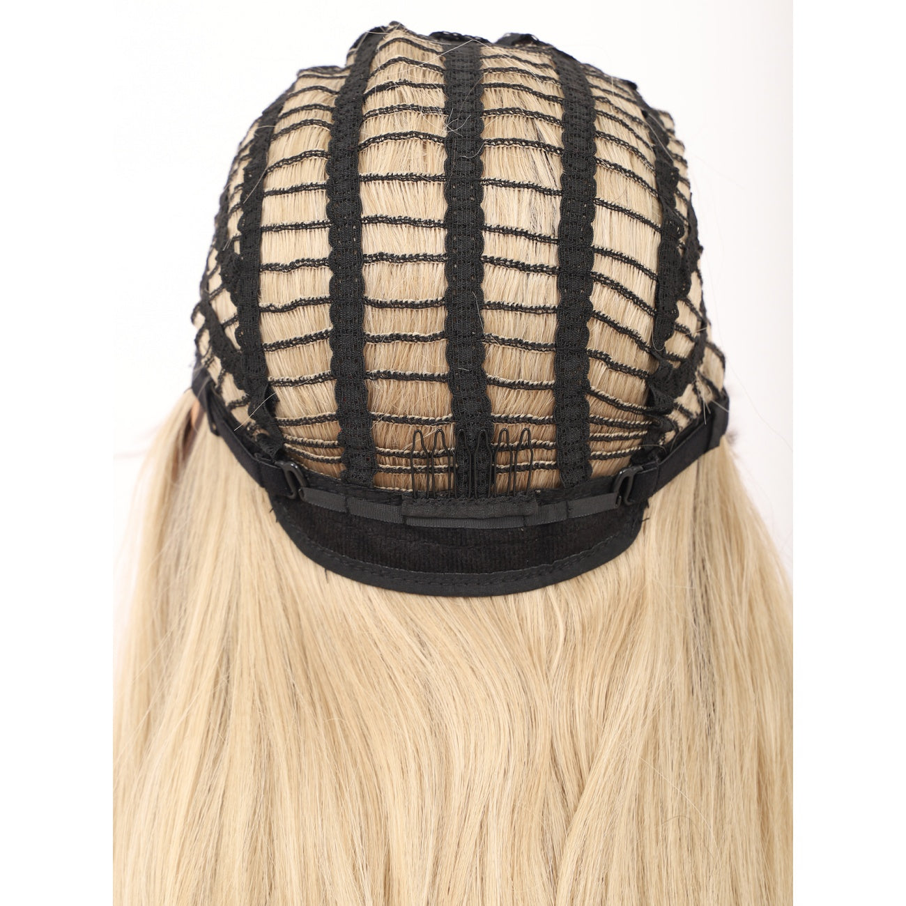 28 inches Ombre Mix blonde Wigs Women's Silky Long Straight Wig Heat Resistant Synthetic Wig With Bangs Hair Wig for Women