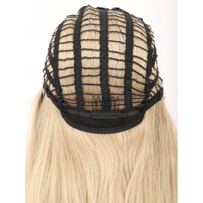 28 inches Ombre Mix blonde Wigs Women's Silky Long Straight Wig Heat Resistant Synthetic Wig With Bangs Hair Wig for Women