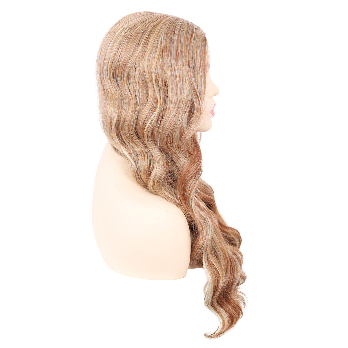 18 Inch T‑Part Lace Front Wig Middle Part Long Water Wave Wig Synthetic Wigs Darily Party Dress Women Wigs（Light brown and honey blonde mixed）