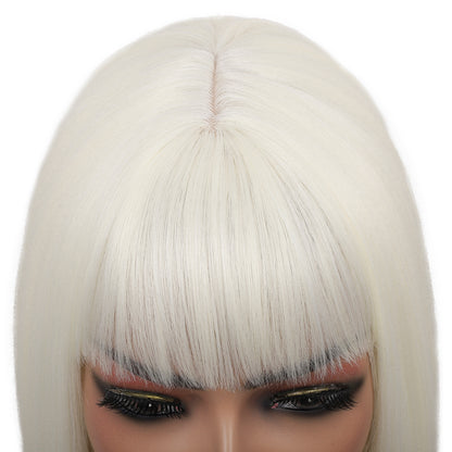 Bob Wigs for Women Short Straight Bob Wig with Hair Bangs Natural Looking Heat Resistant Synthetic Hair Wigs for Women 13 Inches (Platinum Blonde)