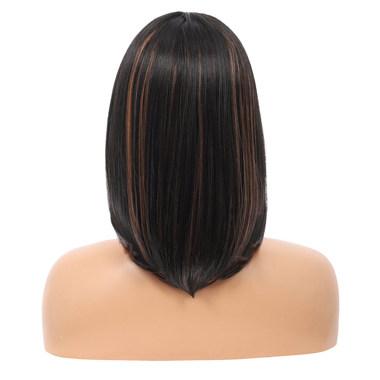 Bob Wigs for Women Short Straight Bob Wig with Hair Bangs Natural Looking Heat Resistant Synthetic Hair Wigs for Women 13 Inches (Mix Black Brown)